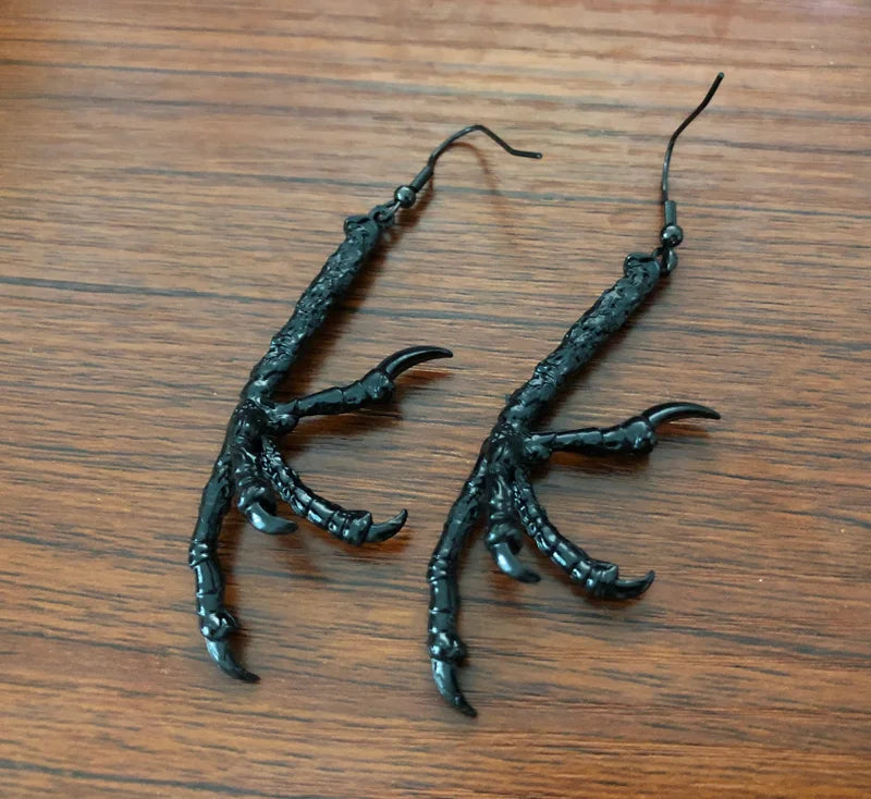 Gothic Black Claw Talon Earrings