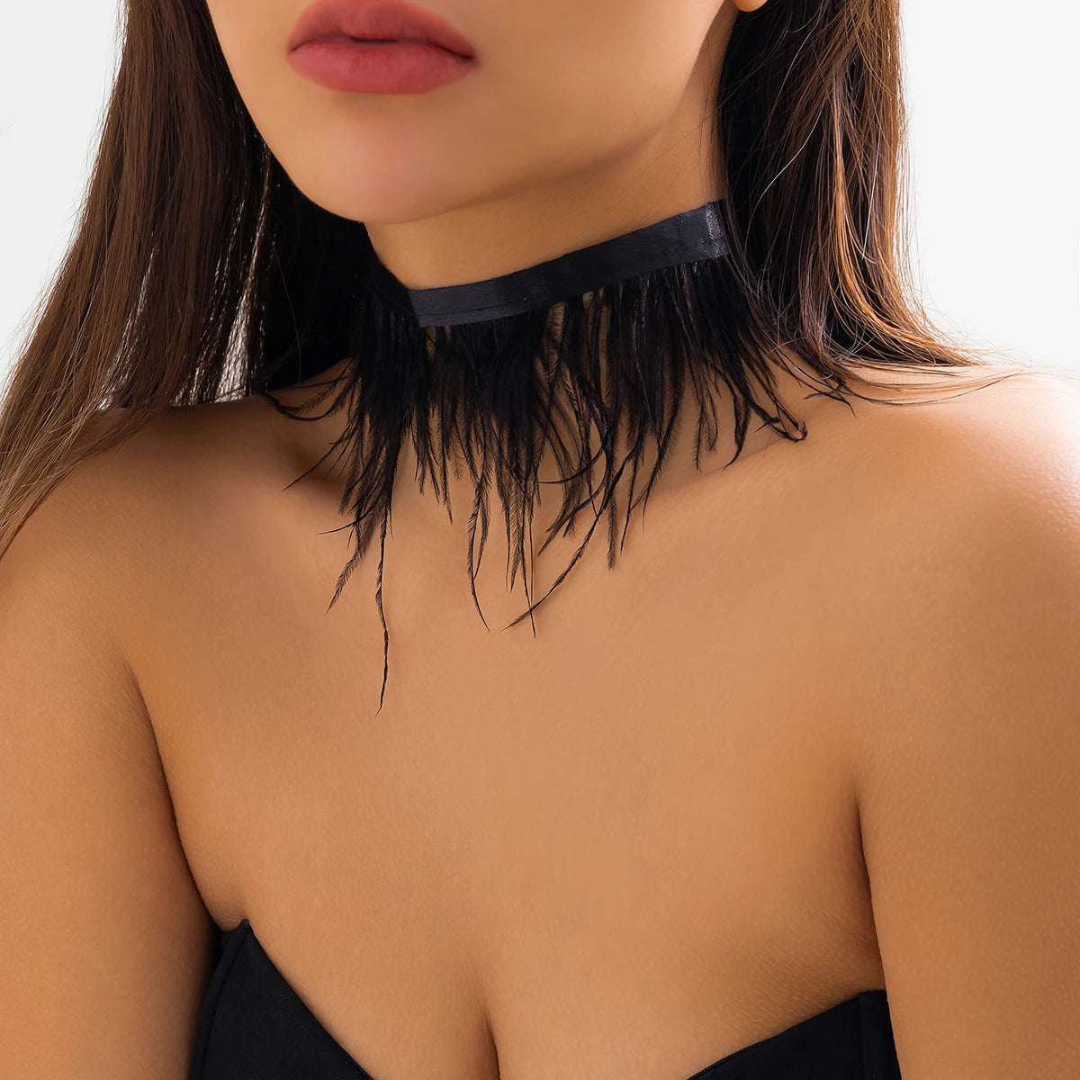 Ingemark Unique Black Real Feather Choker