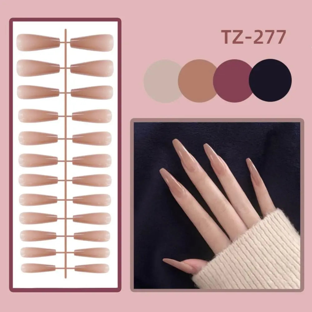24Pcs Detachable Solid Color Fake Nails
