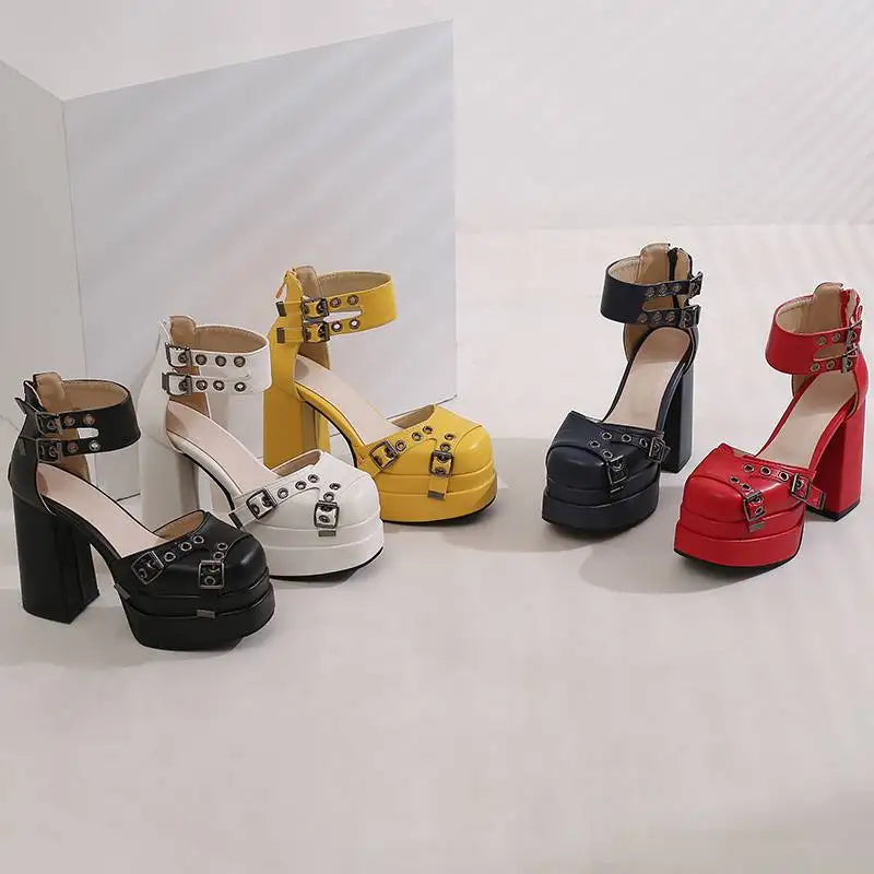 ASILETO Design Square Toe Chunky Heels