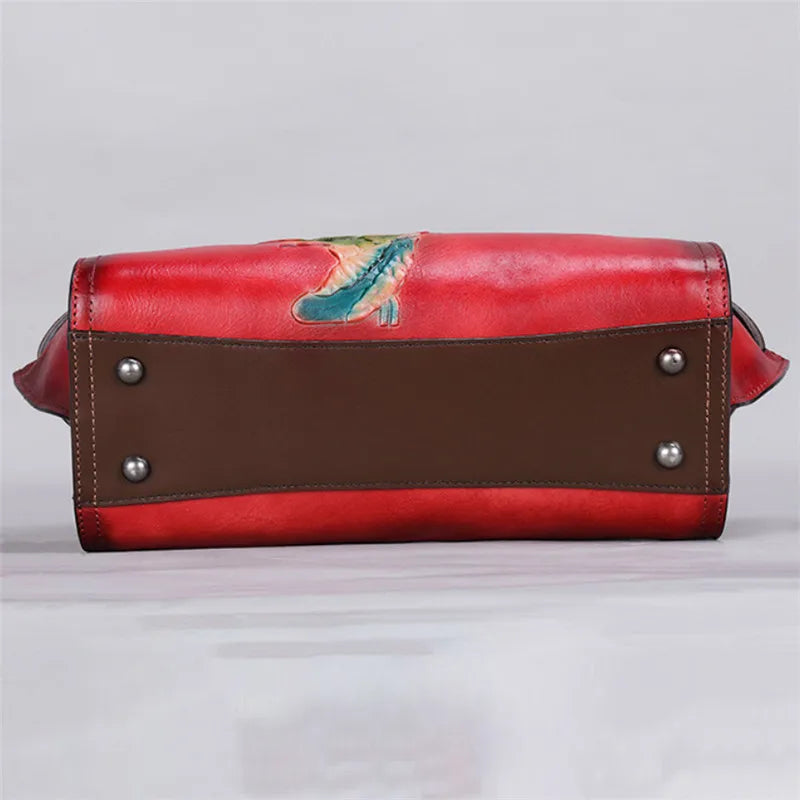 Caterroll Floral Genuine Leather Handbag