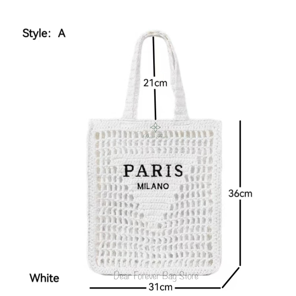 Fashion Striped Beach Straw Knitting Shoulder Bag