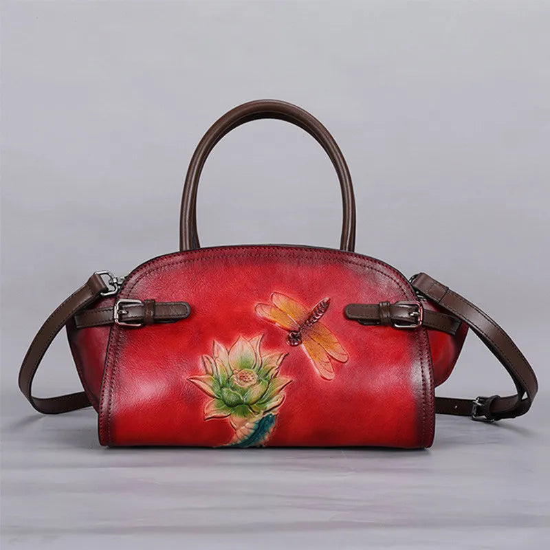 Caterroll Floral Genuine Leather Handbag