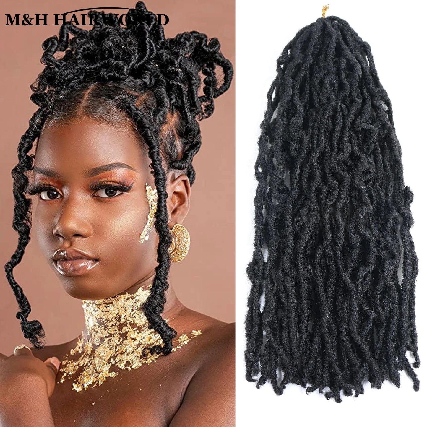 Black Faux Locs Crochet Braids Hair 18 Inch Synthetic Braiding Hair