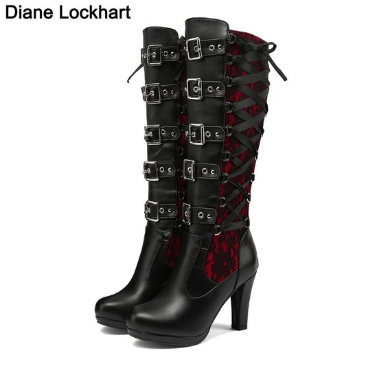 Diane Lockhart Belt Buckle Knee High Boots