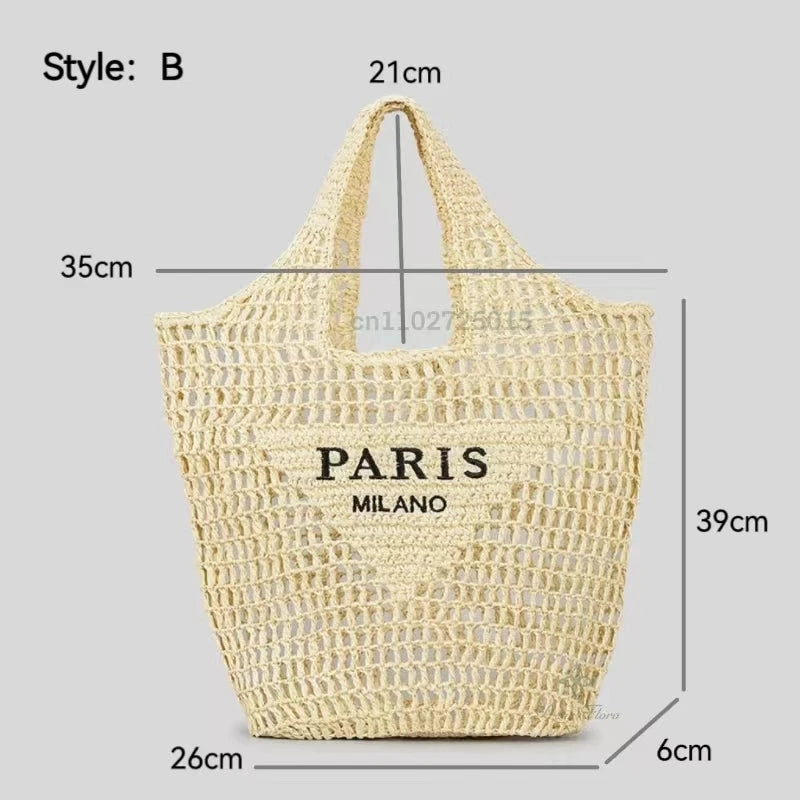 Fashion Striped Beach Straw Knitting Shoulder Bag