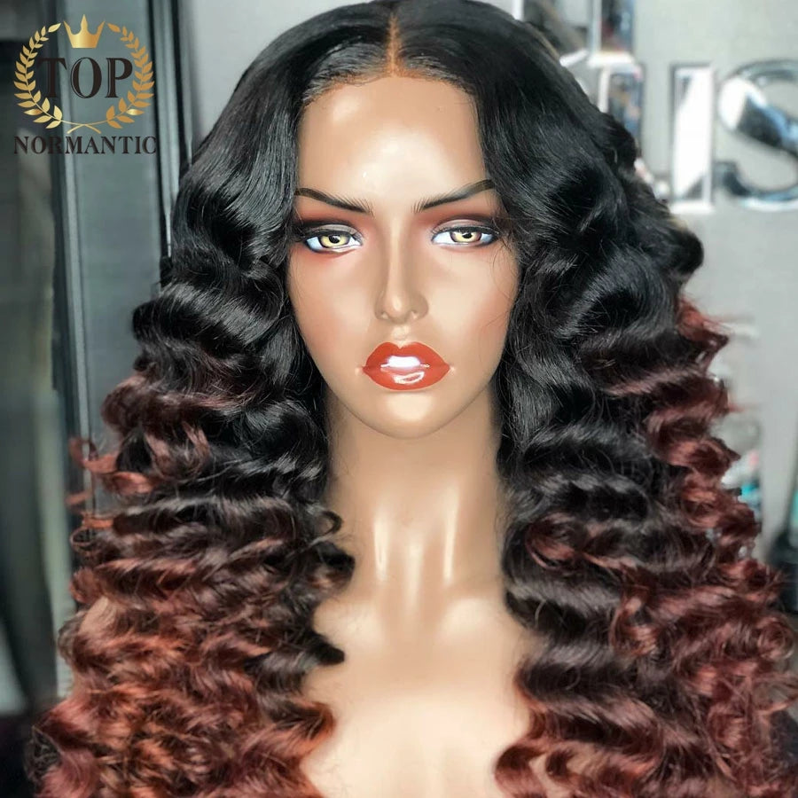 Topnormantic Ombre Color Loose Deep Wave Wig