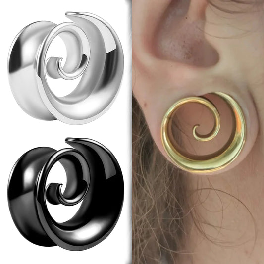 Doearko 2PCS Cool Stainless Steel Ear Tunnels Plugs