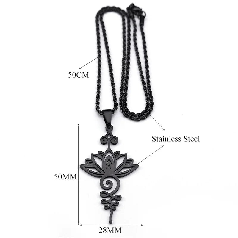 Artistic Lotus Flower Pendant Necklace - Stainless Steel Healing Chakra Necklaces