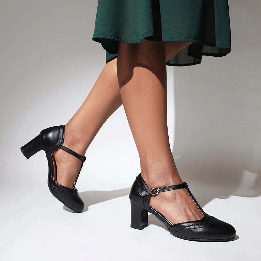 Women Shoes T-strap High Heel Shoes