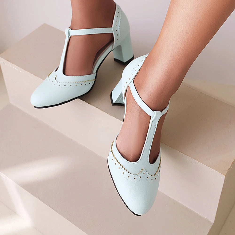 Women Shoes T-strap High Heel Shoes