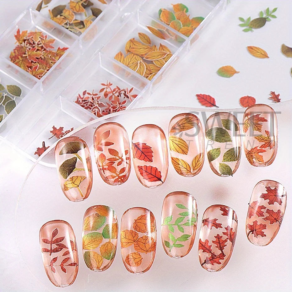 12 Grids Autumn Faux Maple Leaves
