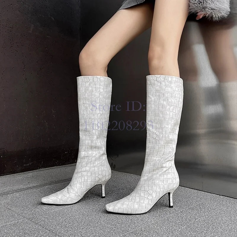 Saily Garcia White Crocodile Boots