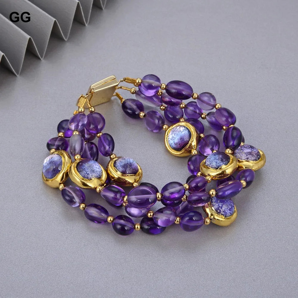 GuaiGuai Jewelry 4Rows Natural Purple Amethyst Bracelet