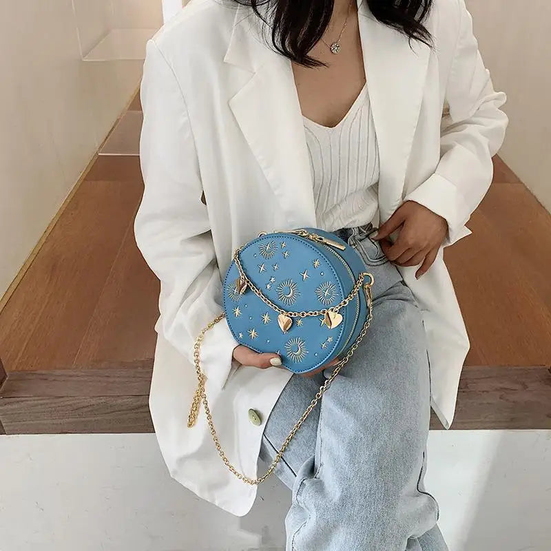 Fashion Starry Sky Round Crossbody Bag