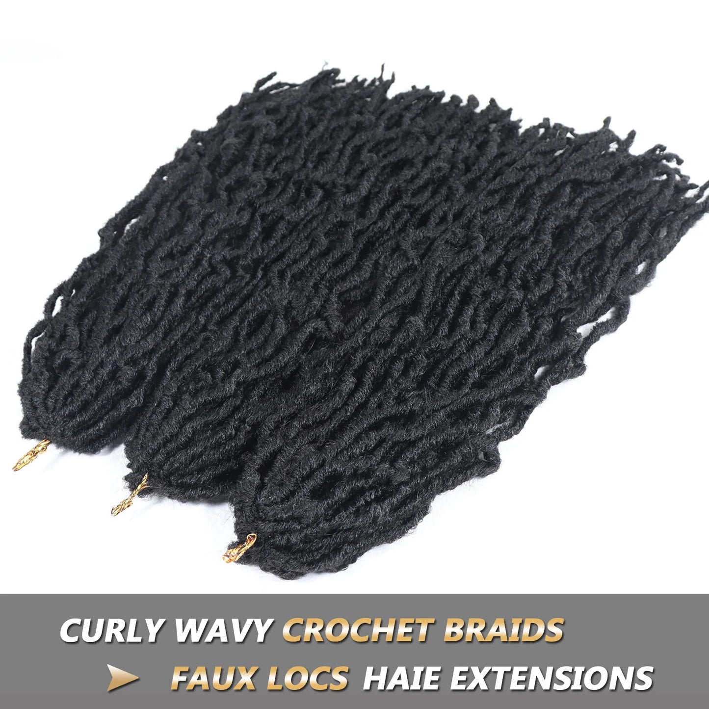 Black Faux Locs Crochet Braids Hair 18 Inch Synthetic Braiding Hair