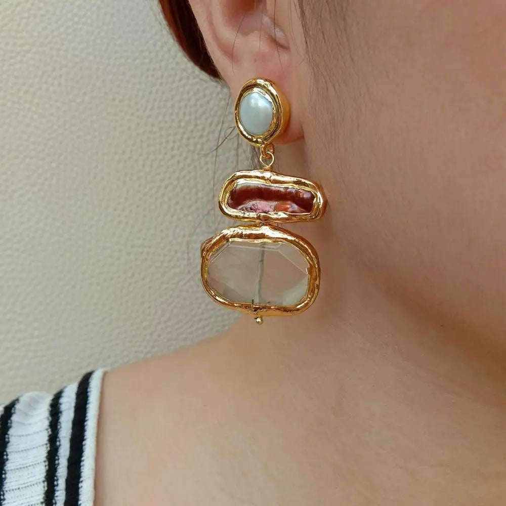 KKGEM Lemon Quartz Faceted Rectangle Earrings