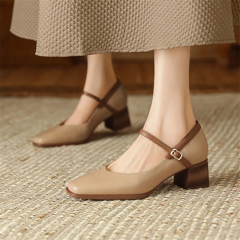 Genuine Leather Vintage Mary Jane Shoes