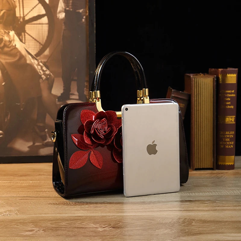 Luxury Rose Crossbody Clutch Frame Handbag
