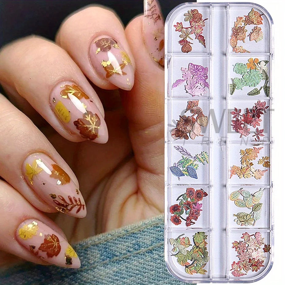 12 Grids Autumn Faux Maple Leaves
