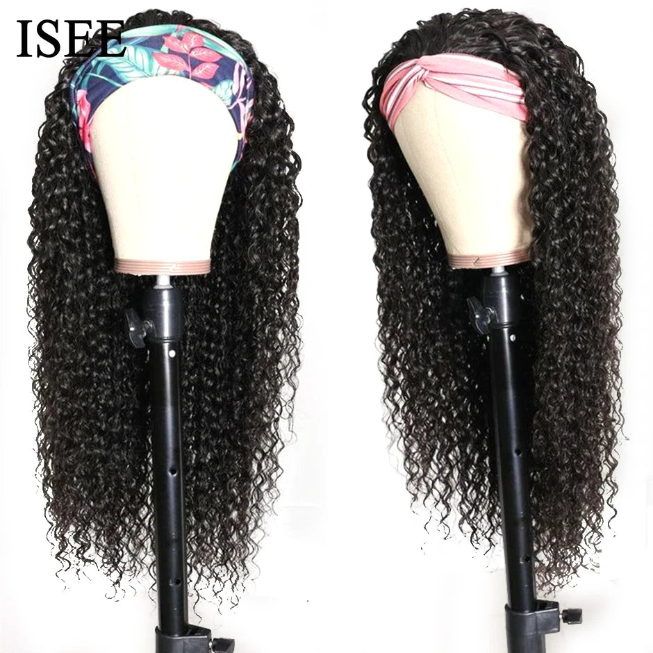Kinky Curly Women's Headband Wig - ISEE HAIR Scarf Wig