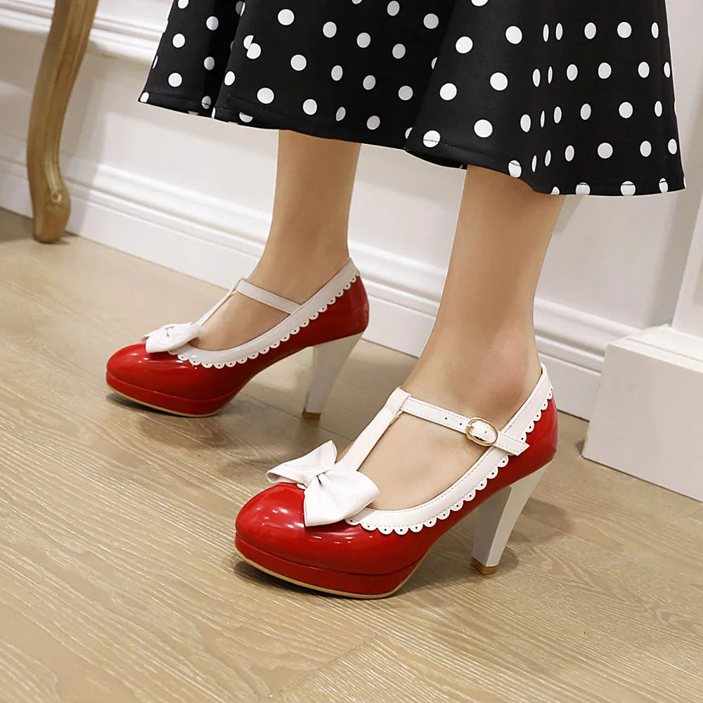 Lolita Mary Jane Shoes - Sweet Bowknot Ruffles
