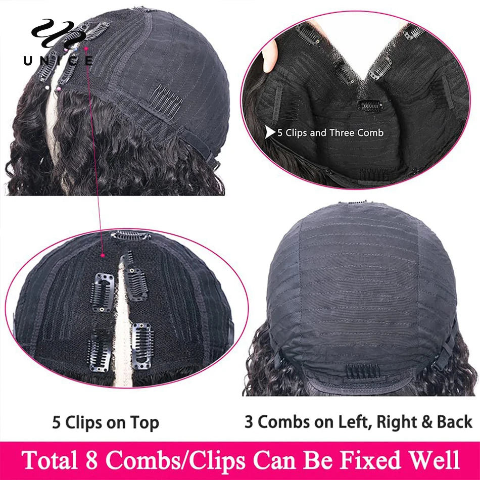 UNice Hair Kinky Curly V Part Wig- Human Hair