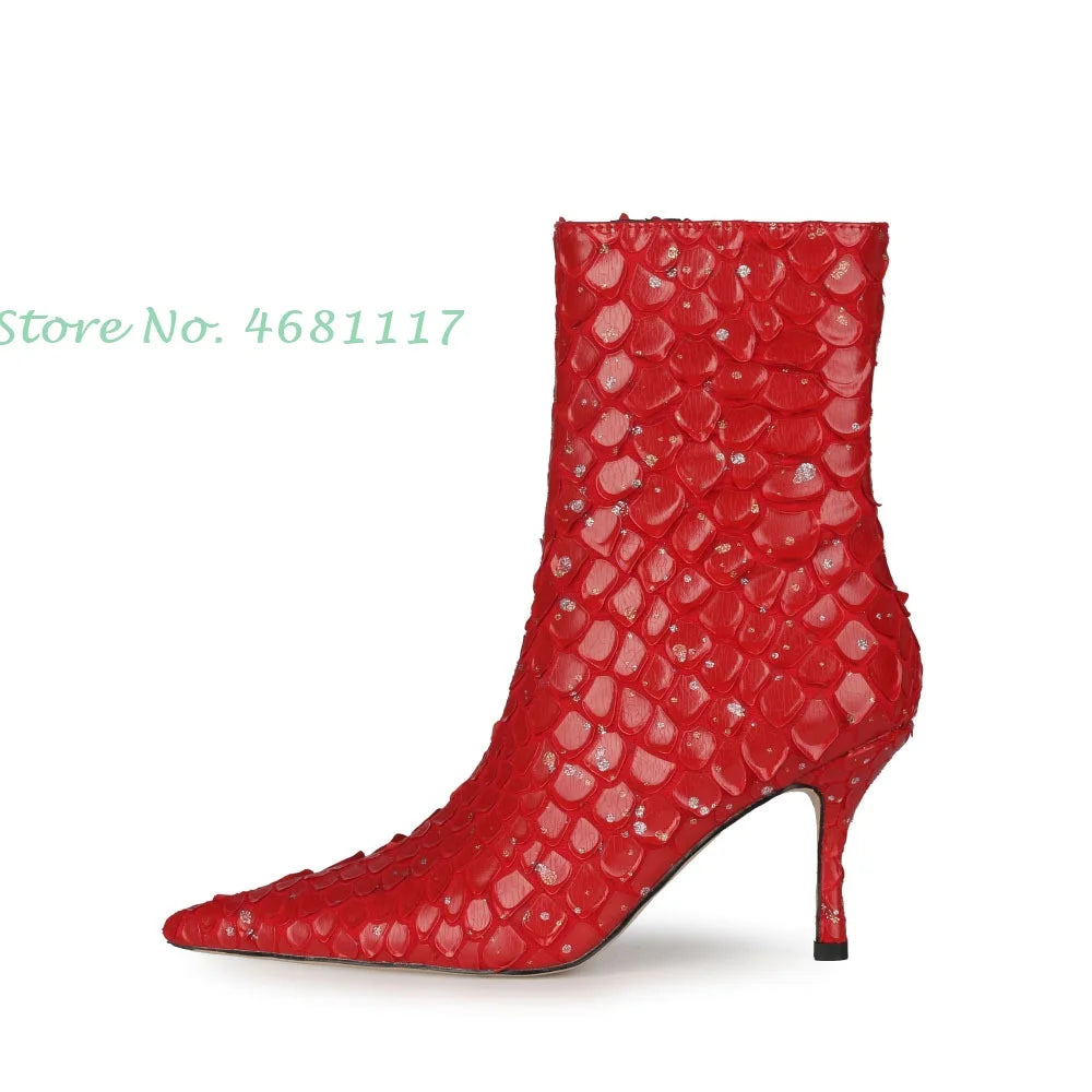 Sestito Sequin Fish-scale Ankle Boots