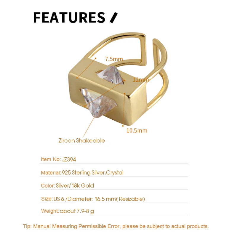 F.I.N.S Temperament Simple Geometric Wide Mid Finger Ring
