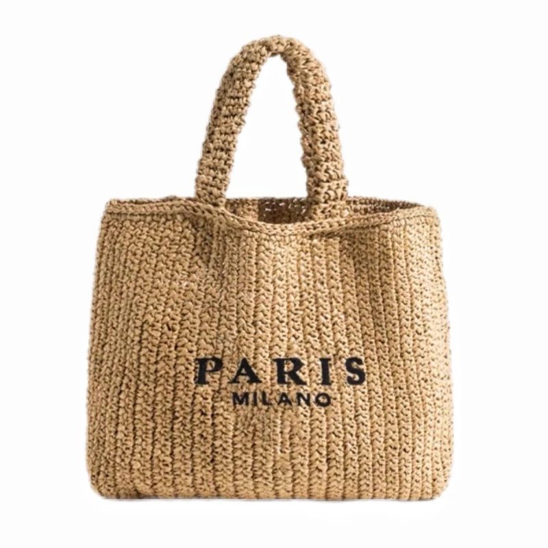 Fashion Striped Beach Straw Knitting Shoulder Bag