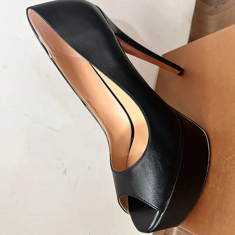 Onlymaker Peep Toe Platform Heel Pumps