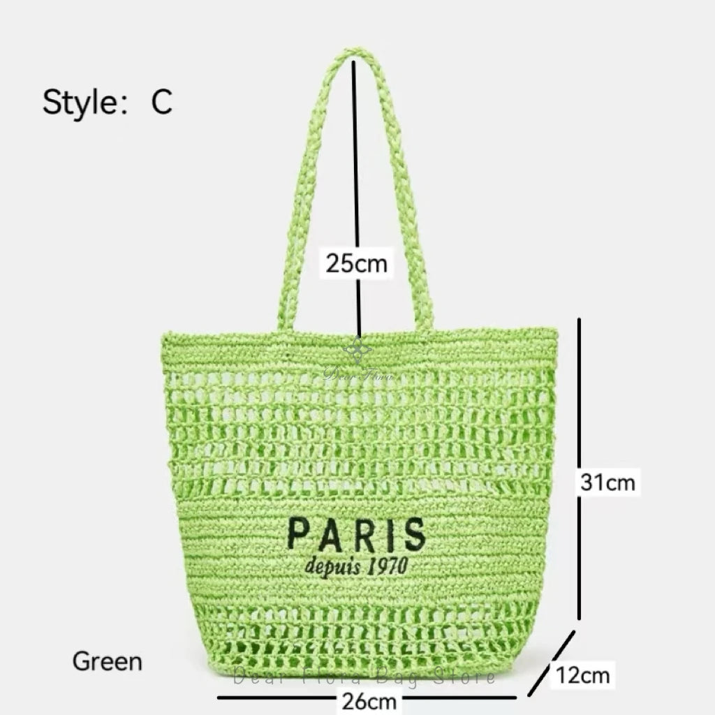 Fashion Striped Beach Straw Knitting Shoulder Bag