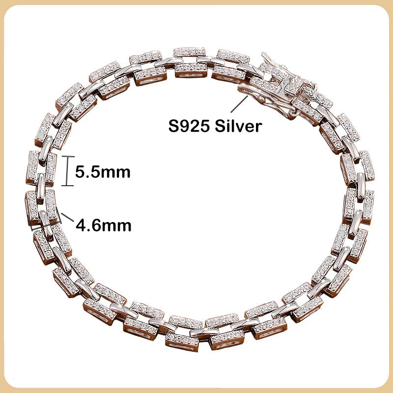 EWYA Luxury Designer Tank Chain Moissanite Bracelet