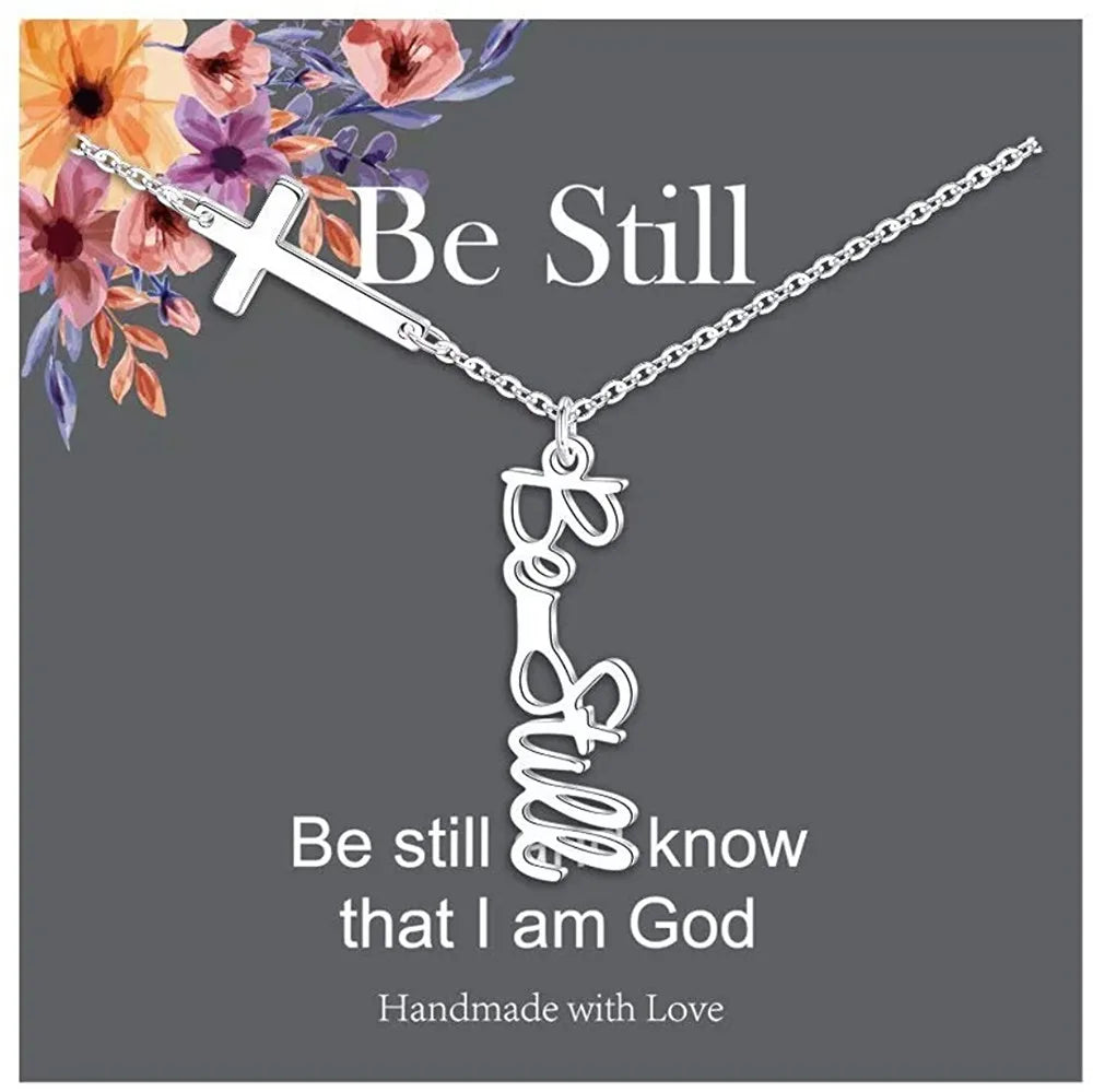 Stainless Steel Letter Cross Pendant Necklace