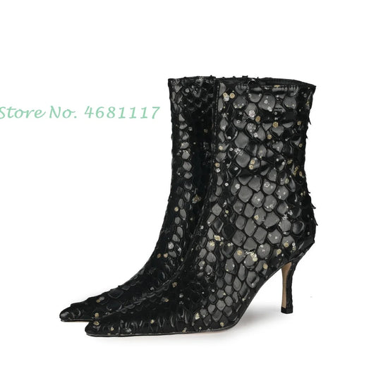 Sestito Sequin Fish-scale Ankle Boots
