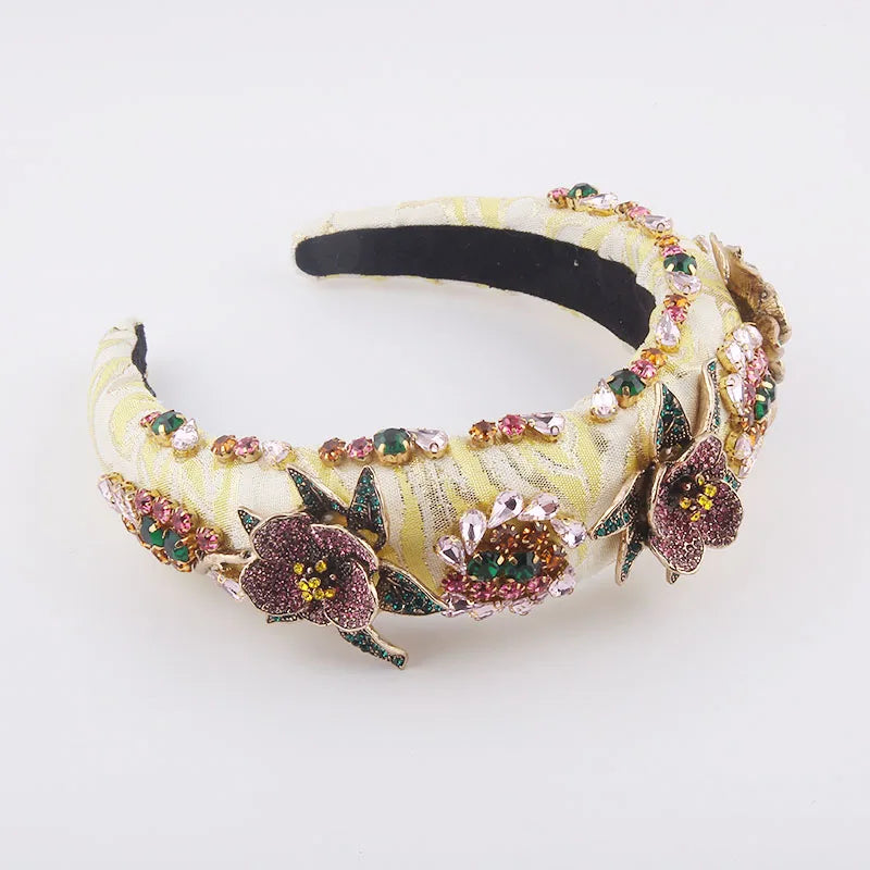 Fashion Baroque Inlaid Color Rhinestone Flower Headband