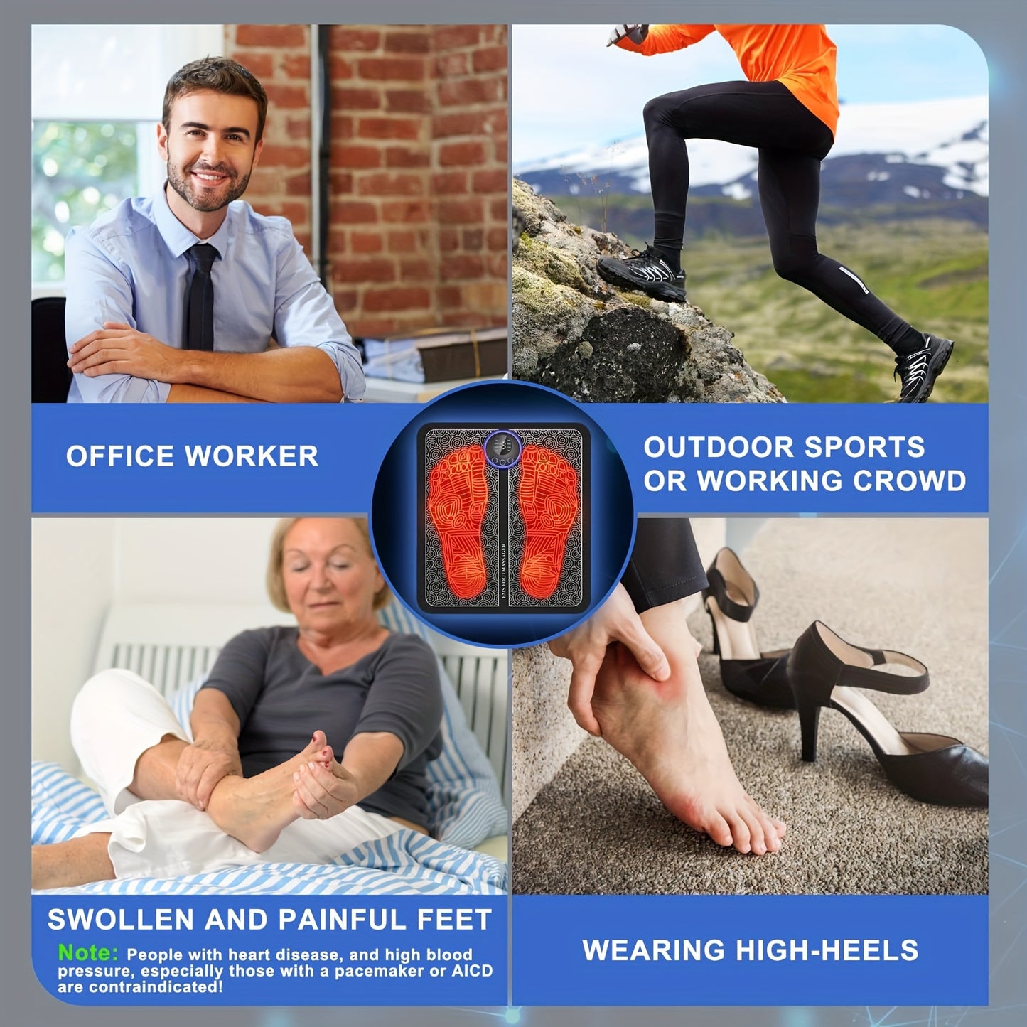 Portable Foot Massager Mat - Remote Control for Pain Relief, Muscle Relaxation