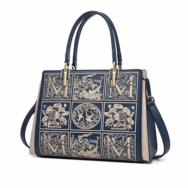 Leather Embroidery Handbag