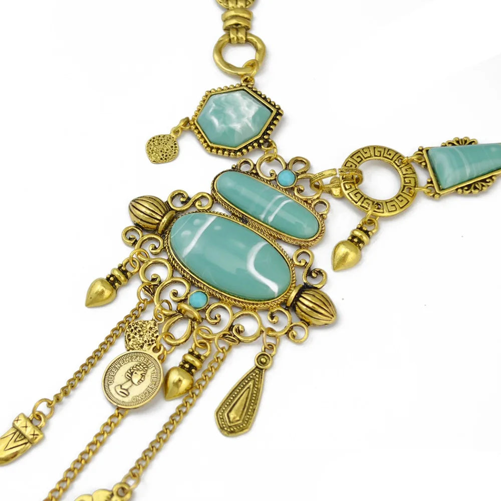 Bohemian Collier Femme Tassel Maxi Coin Neck Chain