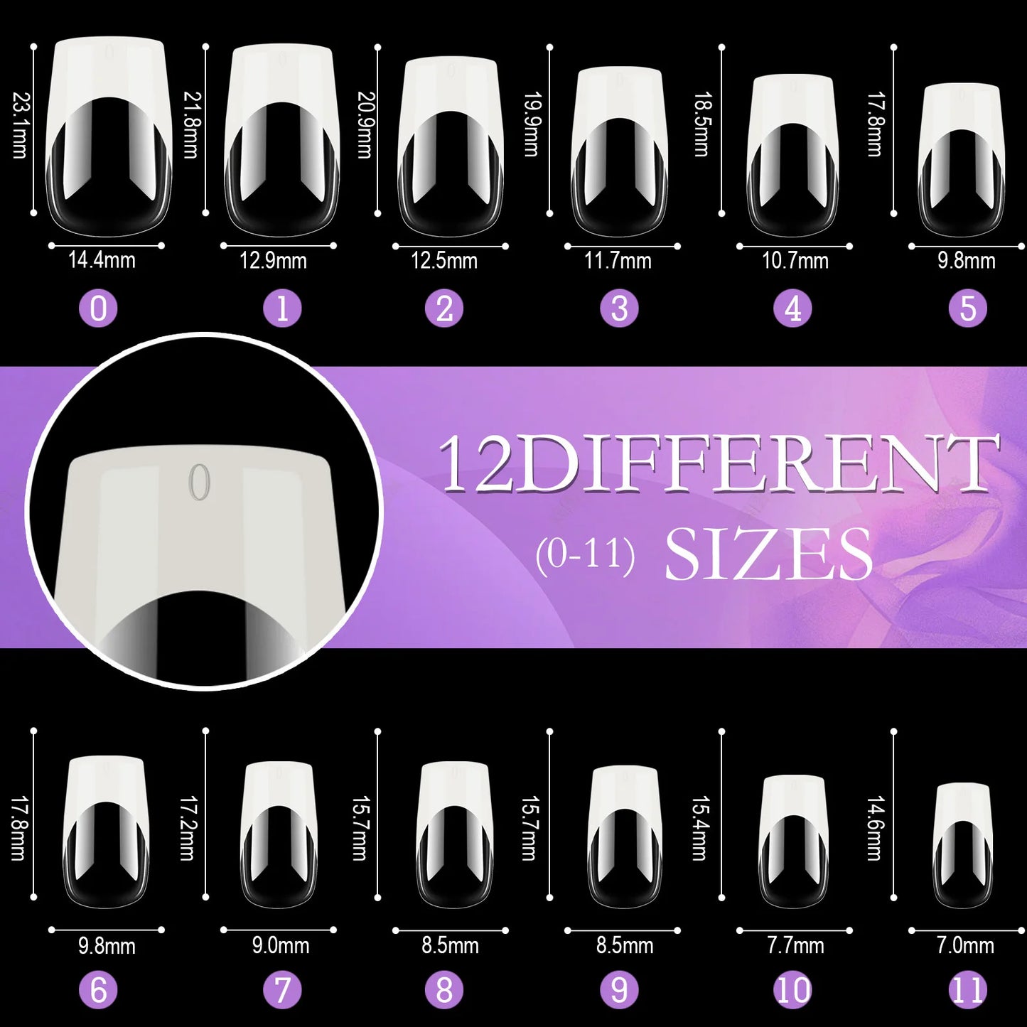 120pcs/box Acrylic French False Nails Medium Length