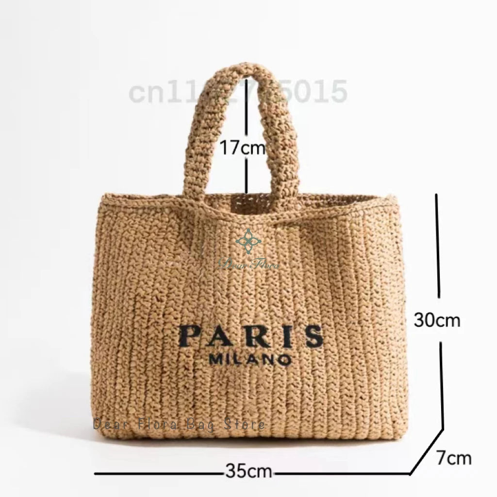 Fashion Striped Beach Straw Knitting Shoulder Bag