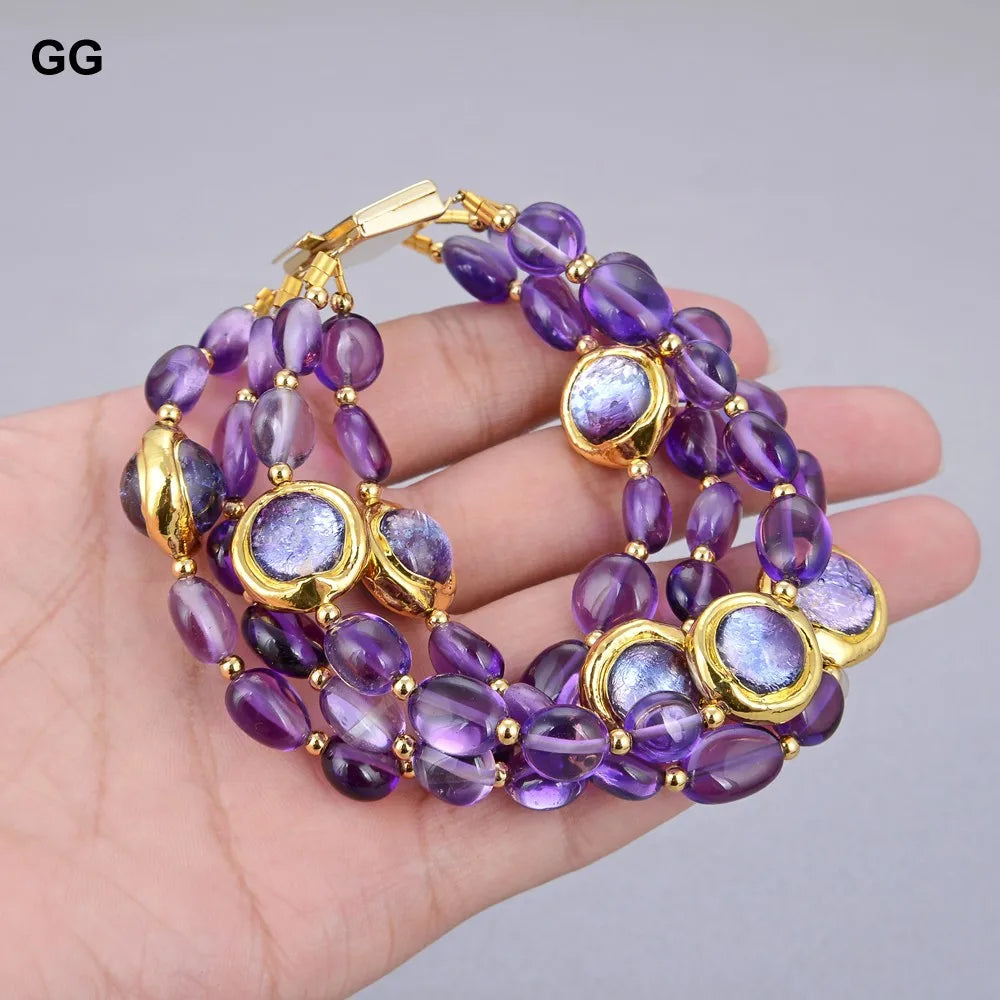 GuaiGuai Jewelry 4Rows Natural Purple Amethyst Bracelet