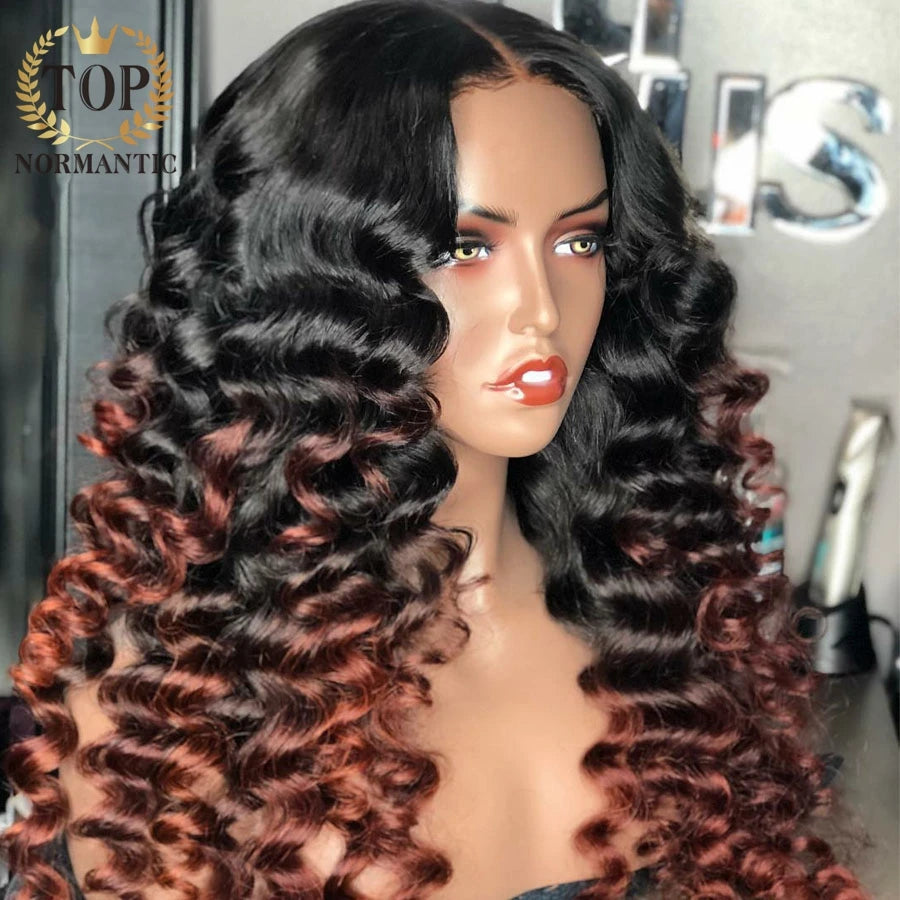 Topnormantic Ombre Color Loose Deep Wave Wig