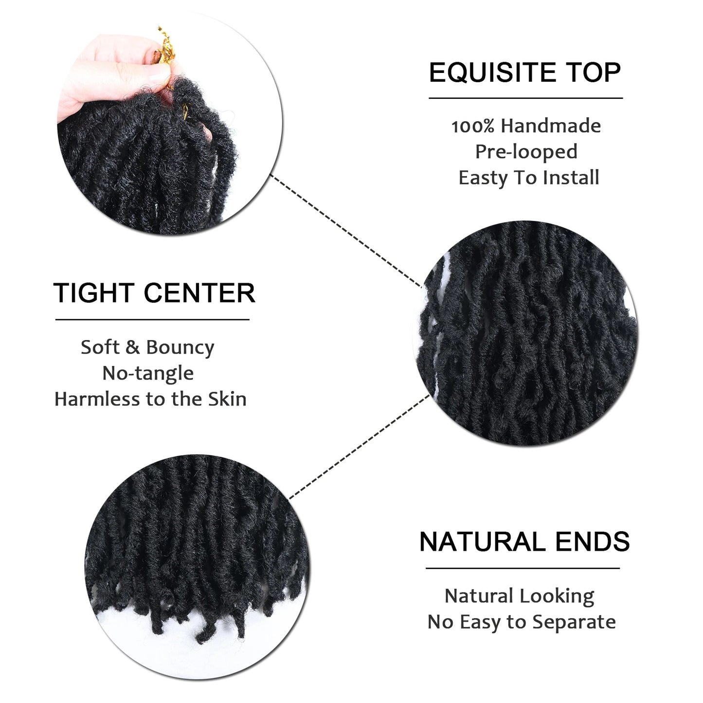 Black Faux Locs Crochet Braids Hair 18 Inch Synthetic Braiding Hair