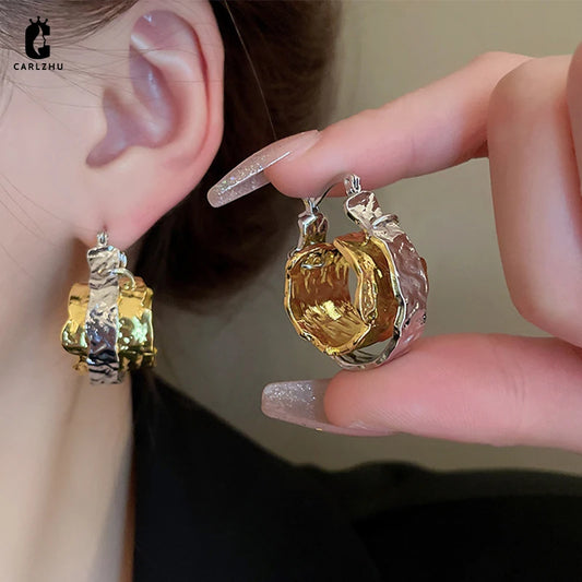 Korean Double-layer Metal Irregular Circle Hoop Earrings