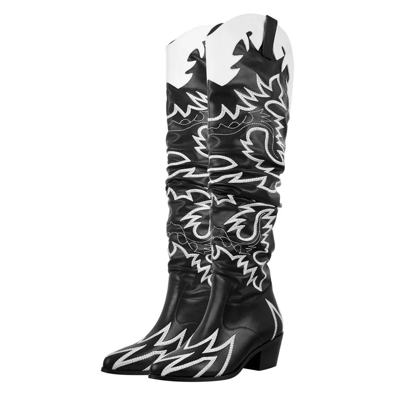 Onlymaker Knee High Western Cowboy Boots