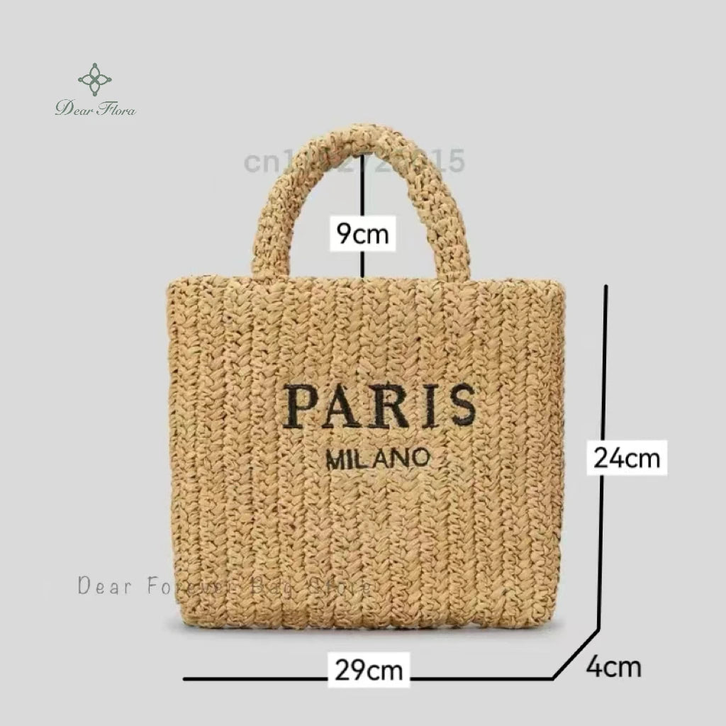 Fashion Striped Beach Straw Knitting Shoulder Bag
