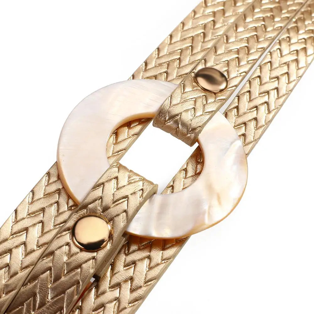 ALLYES Classic Shell Charms Braided Leather Bracelet