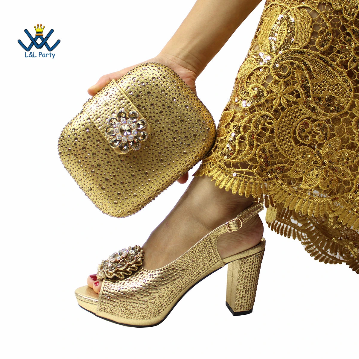 Design Peep Toe African-inspired Wedding Shoe/Purse combo