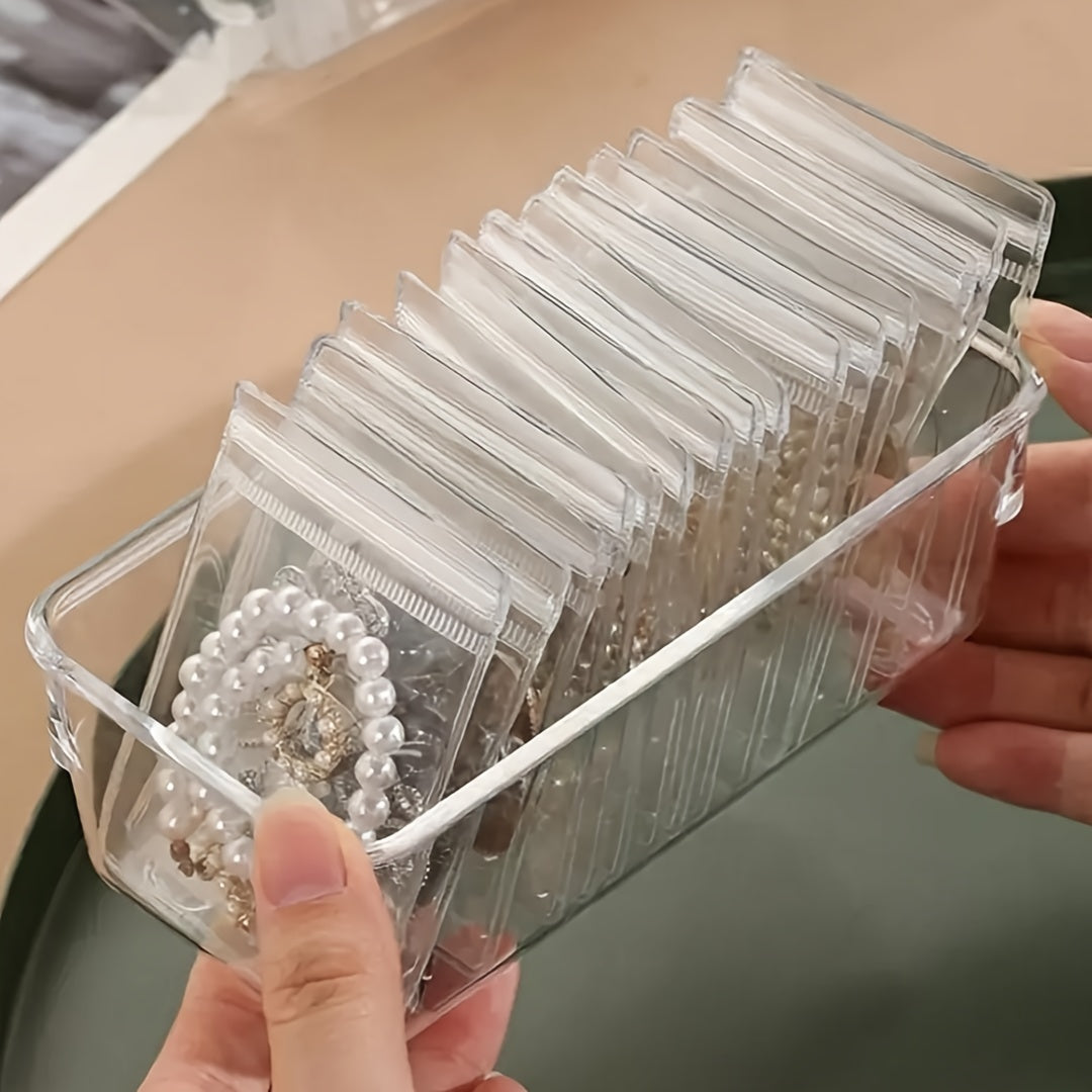 Enhanced product title: Pack of 100 Clear Resealable Anti-Aging Jewelry Bags - Self-Sealing Zipper Pouches for Convenient Storage and Organizat